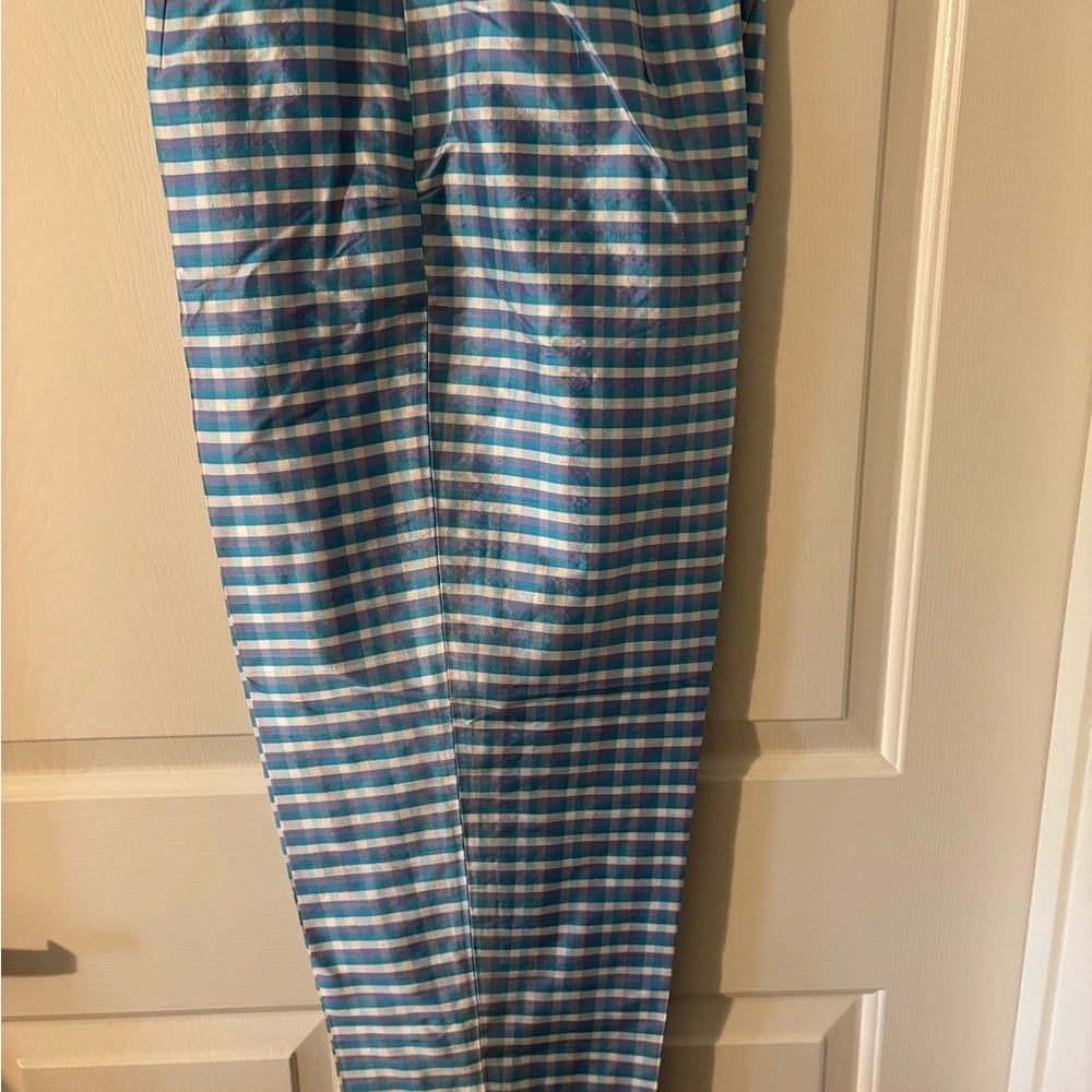 Elegant Blue Plaid Men's Dress Pants